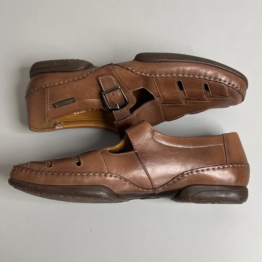 Mephisto Tarek Hazelnut Men's Size US 13 (UK 12.5)Fisherman Leather Brown Sandal